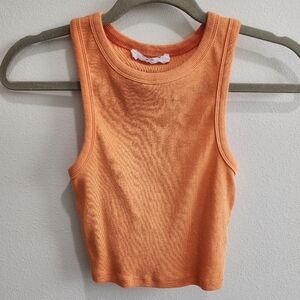 Orange Ribbed Tank Top